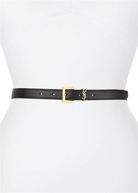 saint laurent golden ysl monogram leather belt 375.00|ysl clothing.